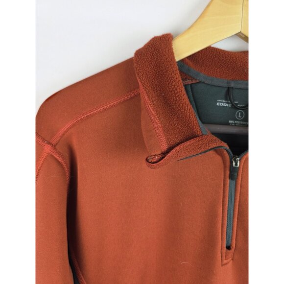 Eddie Bauer Sport Men's Sweatshirt Size Large Orange 1/4 Zip Long Sleeve Fleece - Picture 4 of 13
